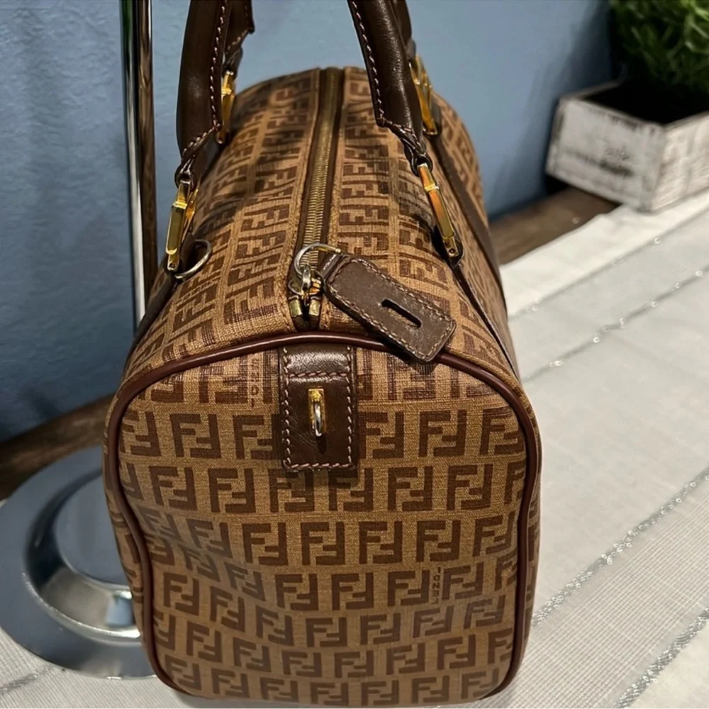 Fendi Brown Monogram Boston Bag - Picture 4 of 16